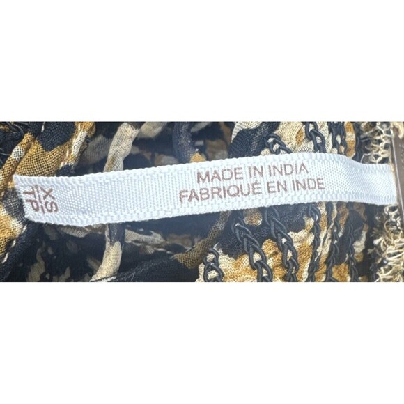 FREE PEOPLE Roma Leopard Print Ruffle Blouse Tie Back Blouse Top Size XS - Picture 7 of 11